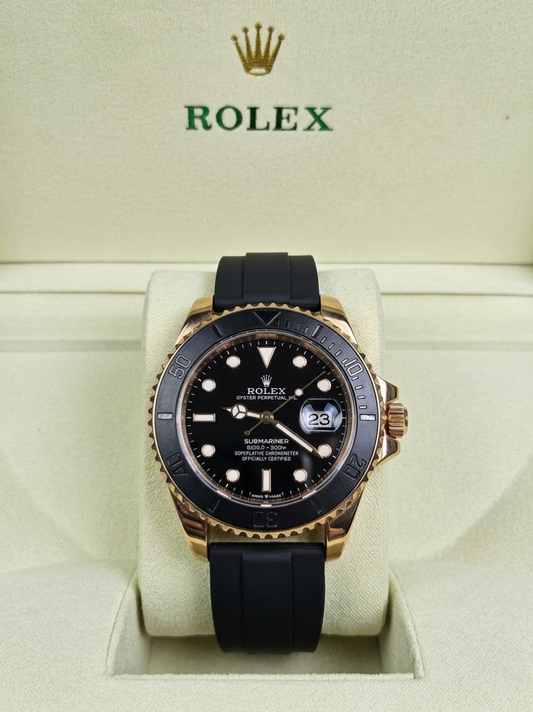 Rolex Submariner Custom | Rose Gold & Matte Black Oysterflex